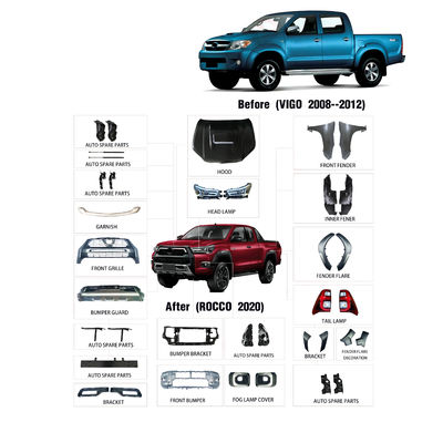 Kit en plastique de corps de remontée du visage d'ABS de lumière de voiture de Wholesale Nudge Bar de fabricant d'OEM pour Toyota Hilux Revo Rocco 2021
